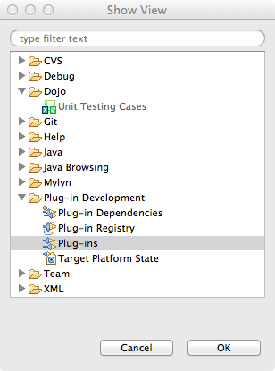 Figure: Eclipse selecting a view.